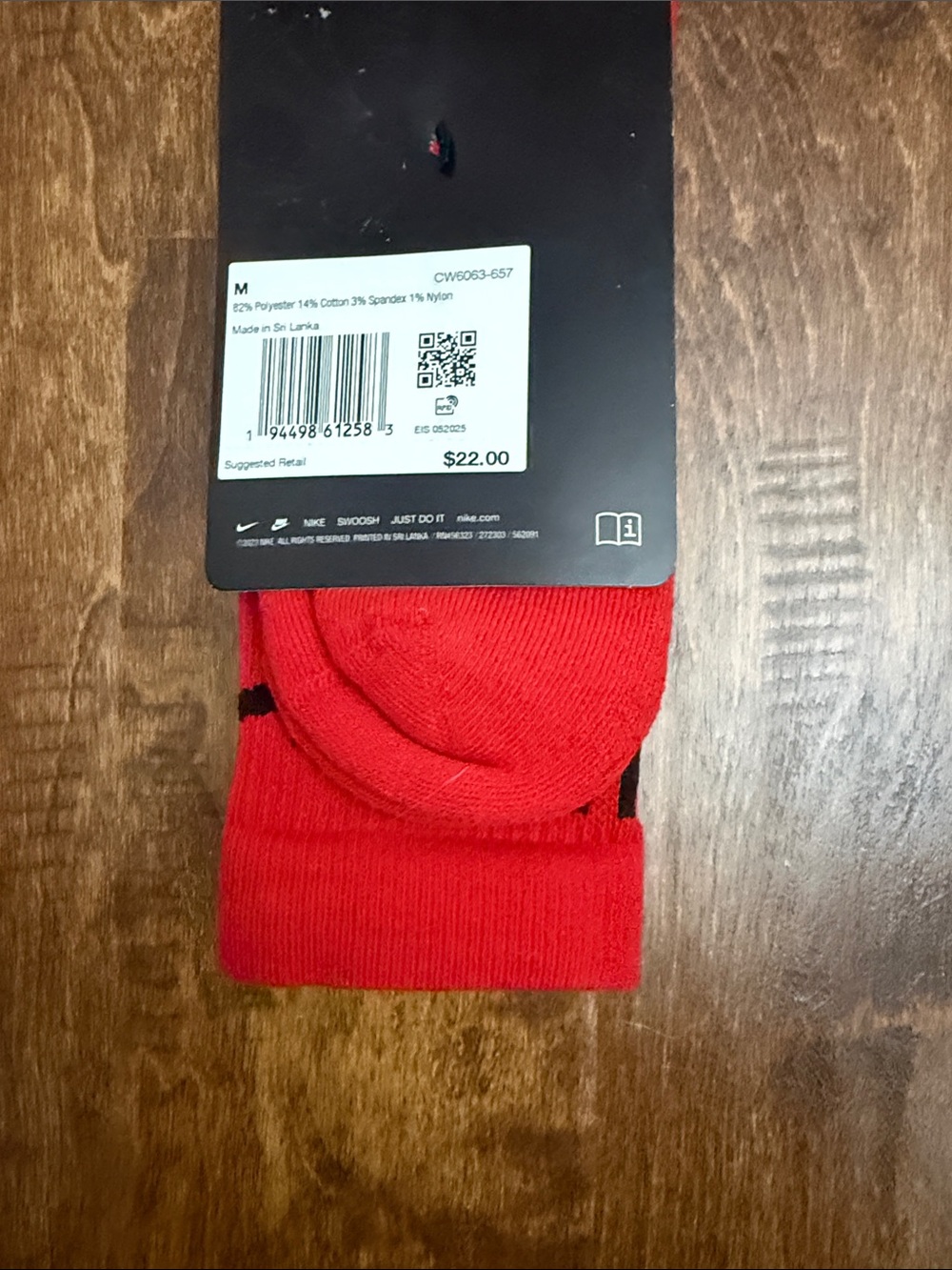 Nike Red and Black Elite Dri-FIT Crew Athletic Socks - Picture 9 of 14